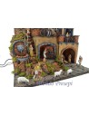 Presepe completo con statue Landi illuminato con fontana e