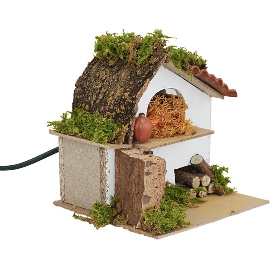 Oven with working flame fire effect, dimensions 15x15x14.5 cm h