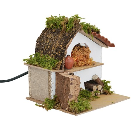 Oven with working flame fire effect, dimensions 15x15x14.5 cm h