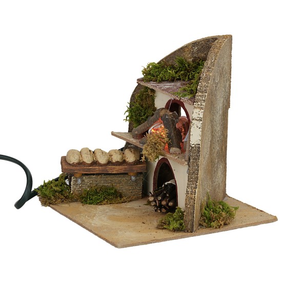 Bakery oven with working flame fire effect measuring 15x15x14.5