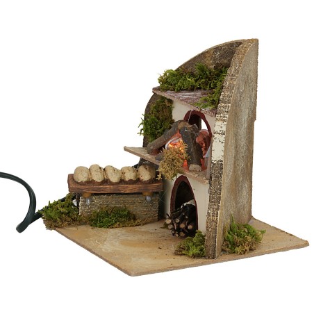 Bakery oven with working flame fire effect measuring 15x15x14.5