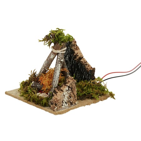 Bivacco con fuoco funzionante a batterie cm 10x10x11 h