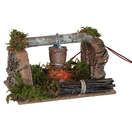 Bivacco con pentolino funzionante a batterie cm 13,5x9x9 h