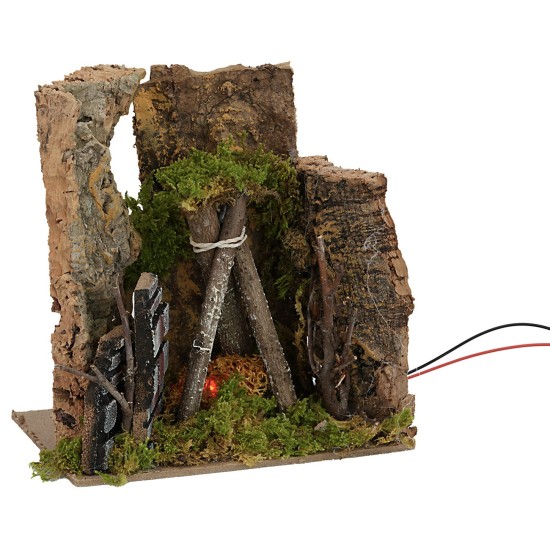 Bivacco con fuoco funzionante a batterie cm 14x9x14 h fuoco