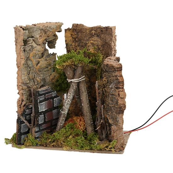 Bivouac with battery-operated fire, dimensions 14x9x14 cm