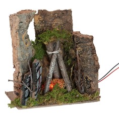 Bivacco con fuoco funzionante a batterie cm 14x9x14 h fuoco