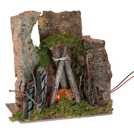 Bivouac with battery-operated fire, dimensions 14x9x14 cm