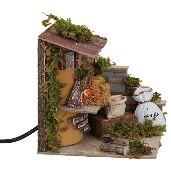 Oven with working flame effect fire, dimensions 15x15x14.5 cm (height)