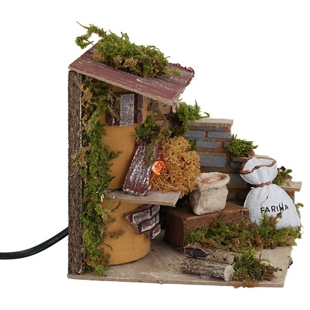 Oven with working flame effect fire, dimensions 15x15x14.5 cm (height)