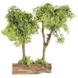 Alberi verdi su tronco in lichene verde cm 20 h
