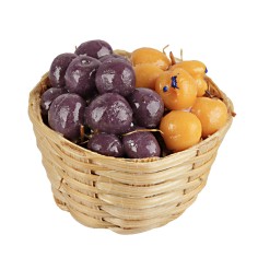 Cesto di vimini con albicocche e prugne cm Ø 2,5x2 h
