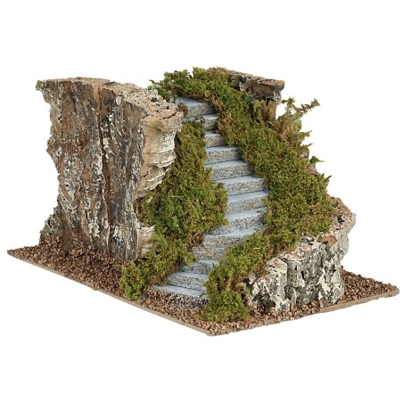 Escalera curva a la izquierda para belén de 17,5x24x14 cm altura de la escalera