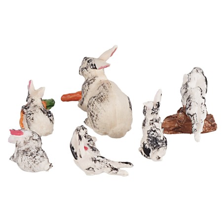 Set 6 conigli per presepe sono, altezza, conigli, statue