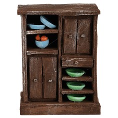 Antiqued wood wardrobe with doors and drawers cm 8x5x11 h