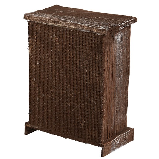 Antique-style wooden cabinet with doors and drawers, dimensions 8x5x11 cm (h).