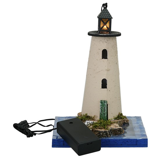 Faro con luce 3,5v effetto mare cm 13x13x18 h mare, muschio