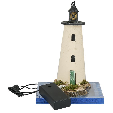 Faro con luce 3,5v effetto mare cm 13x13x18 h faro, effetto