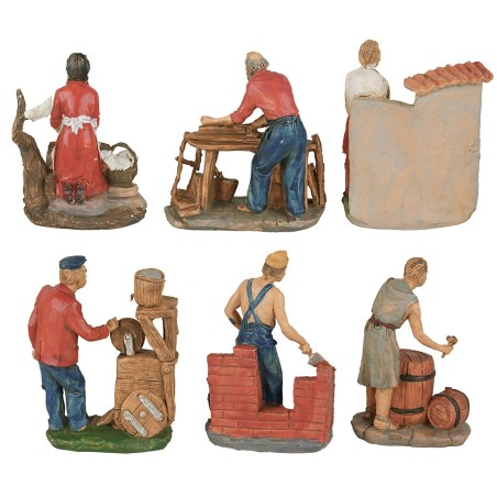 Set 6 artigiani 10 cm per presepe artigiani, presepe Mondo