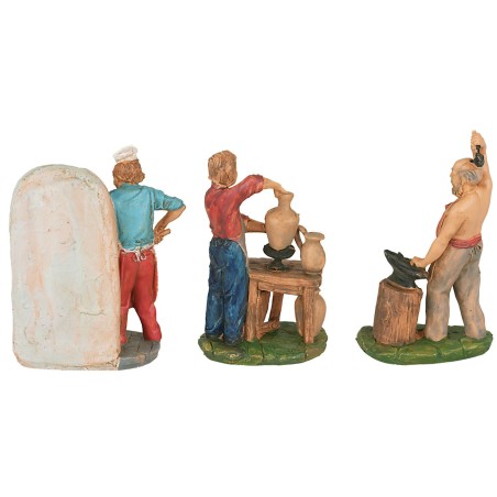 Set of 6 figurines at work, 10 cm, for nativity scenes