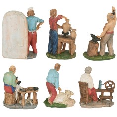 Set 6 statuine a lavoro 10 cm per presepe presepe, altezza 2