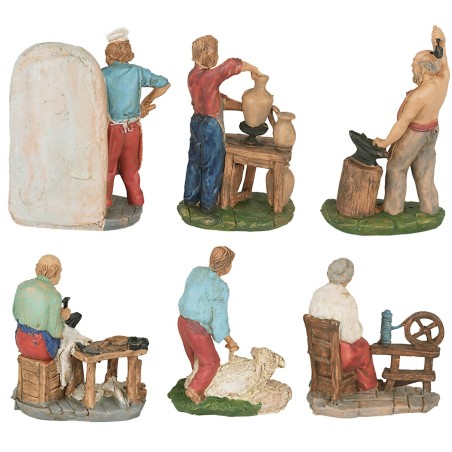 Set 6 statuine a lavoro 10 cm per presepe lavoro, presepe