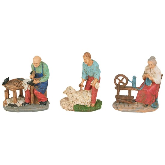 Set of 6 figurines at work, 10 cm, for nativity scenes