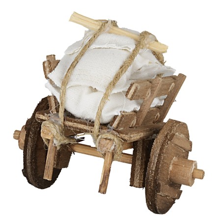 Carro in legno con sacchi cm 8x7x6 h legno, 8x7x6, carro