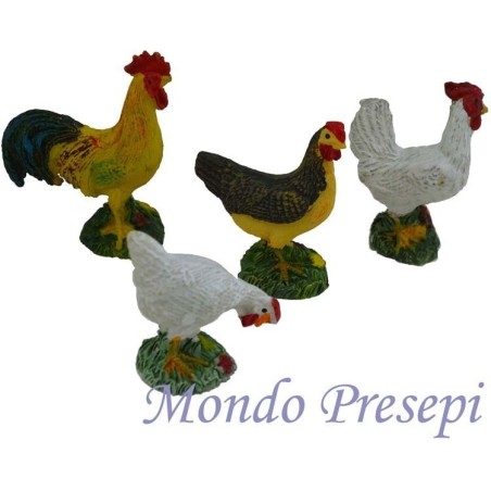 Set 4 galline in resina per statue cm 15-20 Mondo Presepi