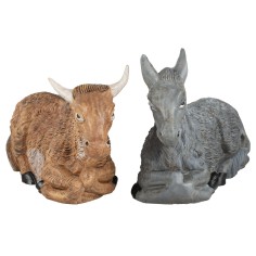 copy of Sitting ox and donkey set in resin for 20 cm statues 2