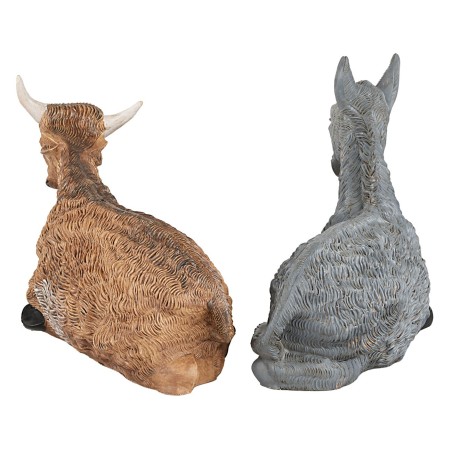 copy of Sitting ox and donkey set in resin for 20 cm statues
