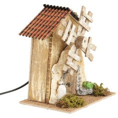 Windmill with wooden blades, working size 16x11.5x17 cm h 2