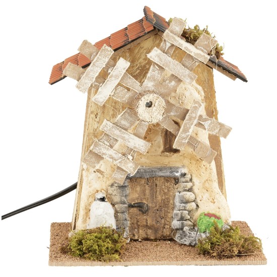 Molino de viento con aspas de madera funcionando cm 16x11,5x17 h