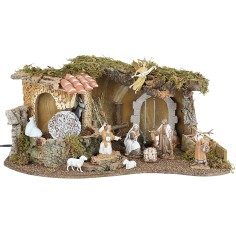 Copia de Cabaña iluminada con molino funcionando de 51,5x31x23