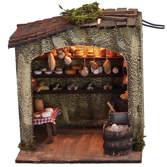 Cheese factory with light, dimensions 18x15x20 cm (height).