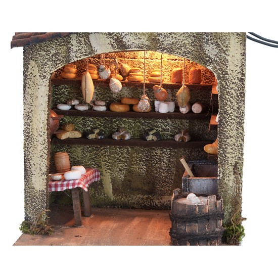 Cheese factory with light, dimensions 18x15x20 cm (height).