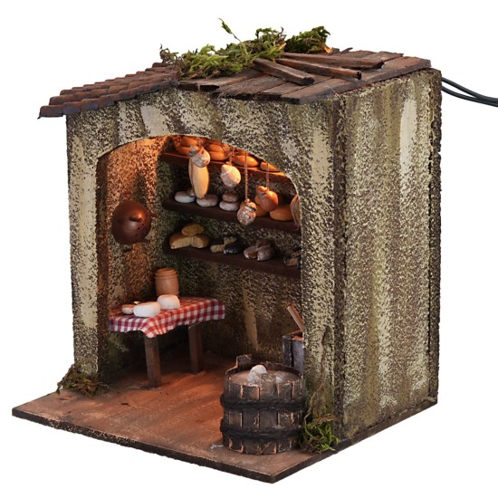 Cheese factory with light, dimensions 18x15x20 cm (height).
