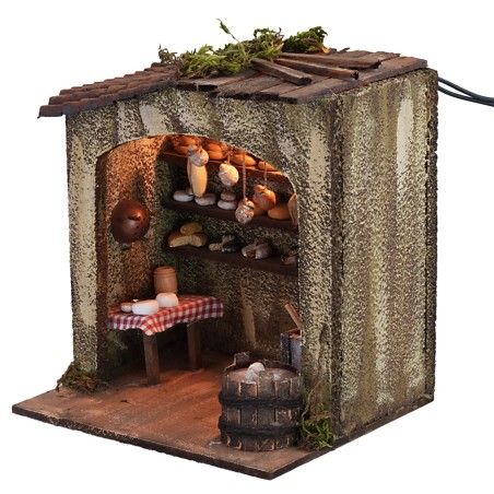 Cheese factory with light, dimensions 18x15x20 cm (height).