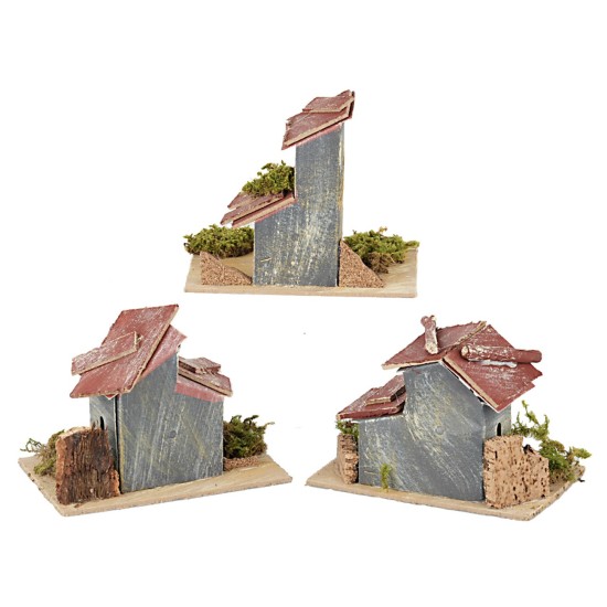 Serie di case in lontananza cm 14x9x10 h per presepe Mondo