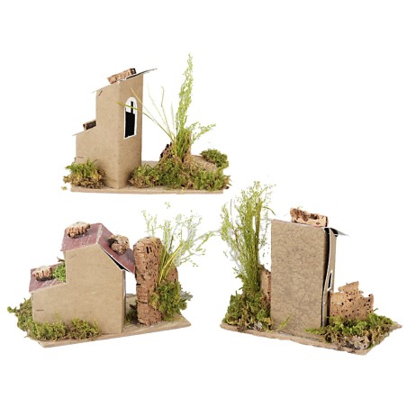 Serie di case in lontananza cm 14x9x15 h per presepe Mondo