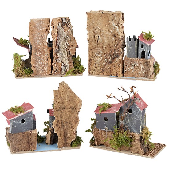 Serie di case in lontananza cm 14x9x15 h per presepe Mondo
