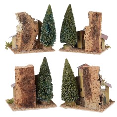 Set 4 case con alberi cm 15x10x13 h 2