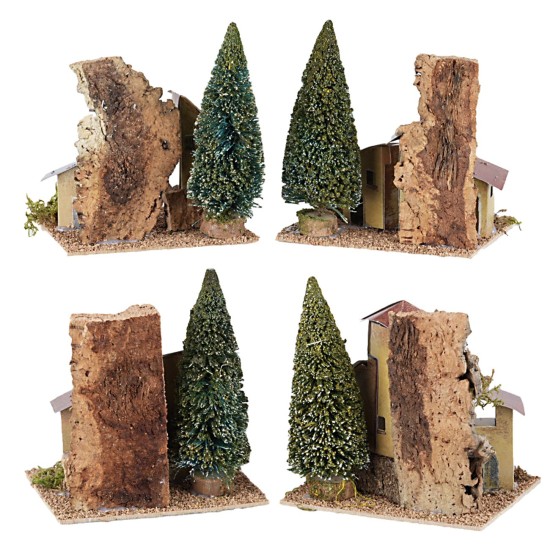 Case in lontananza con alberi cm 15x10x13 h