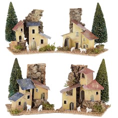 Case in lontananza con alberi cm 15x10x13 h per presepe Mondo