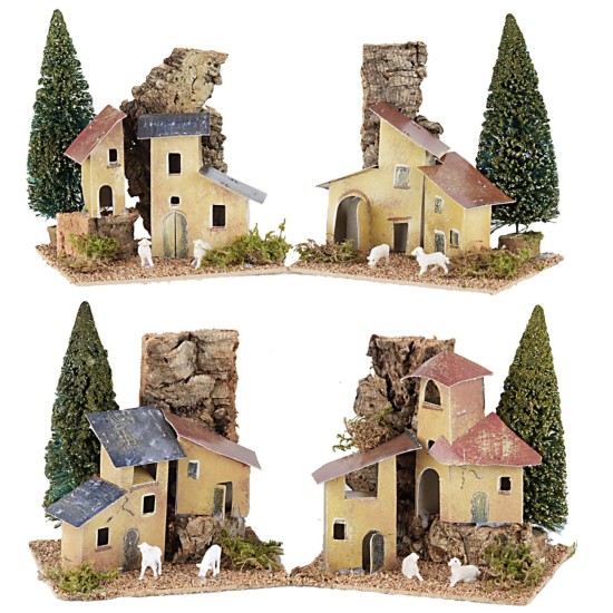 Set 4 case con alberi cm 15x10x13 h