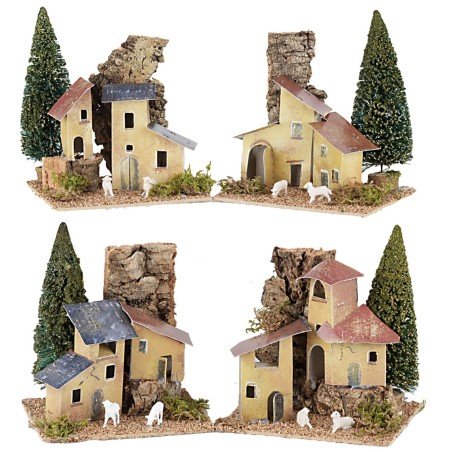 Set 4 case con alberi cm 15x10x13 h