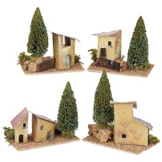 Case in lontananza con alberi cm 14x9x17 h 2