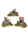 Set of 3 nativity scene houses, dimensions 14x9x11 cm h