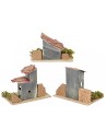 Set of 3 nativity scene houses, dimensions 14x9x11 cm h