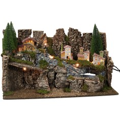 Illuminated nativity scene with working waterfall cm 60x35x33h 2