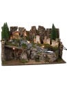 Illuminated nativity scene with working waterfall cm 60x35x33h